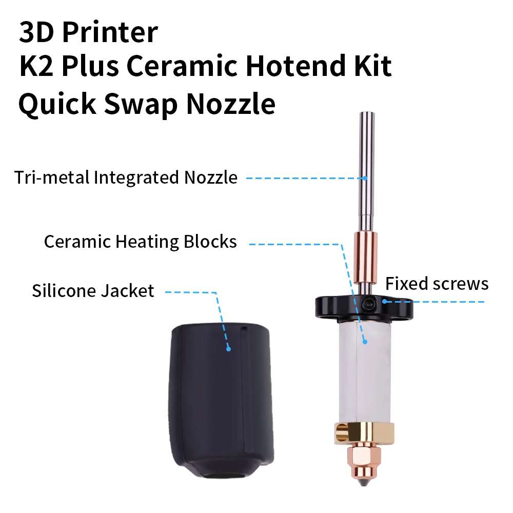 For Creality K2 Plus Hotend Kit Ceramic Heating Block Replacement Hot End For K2 Plus 3D Printer Spare Parts Quick-Swap Nozzle
