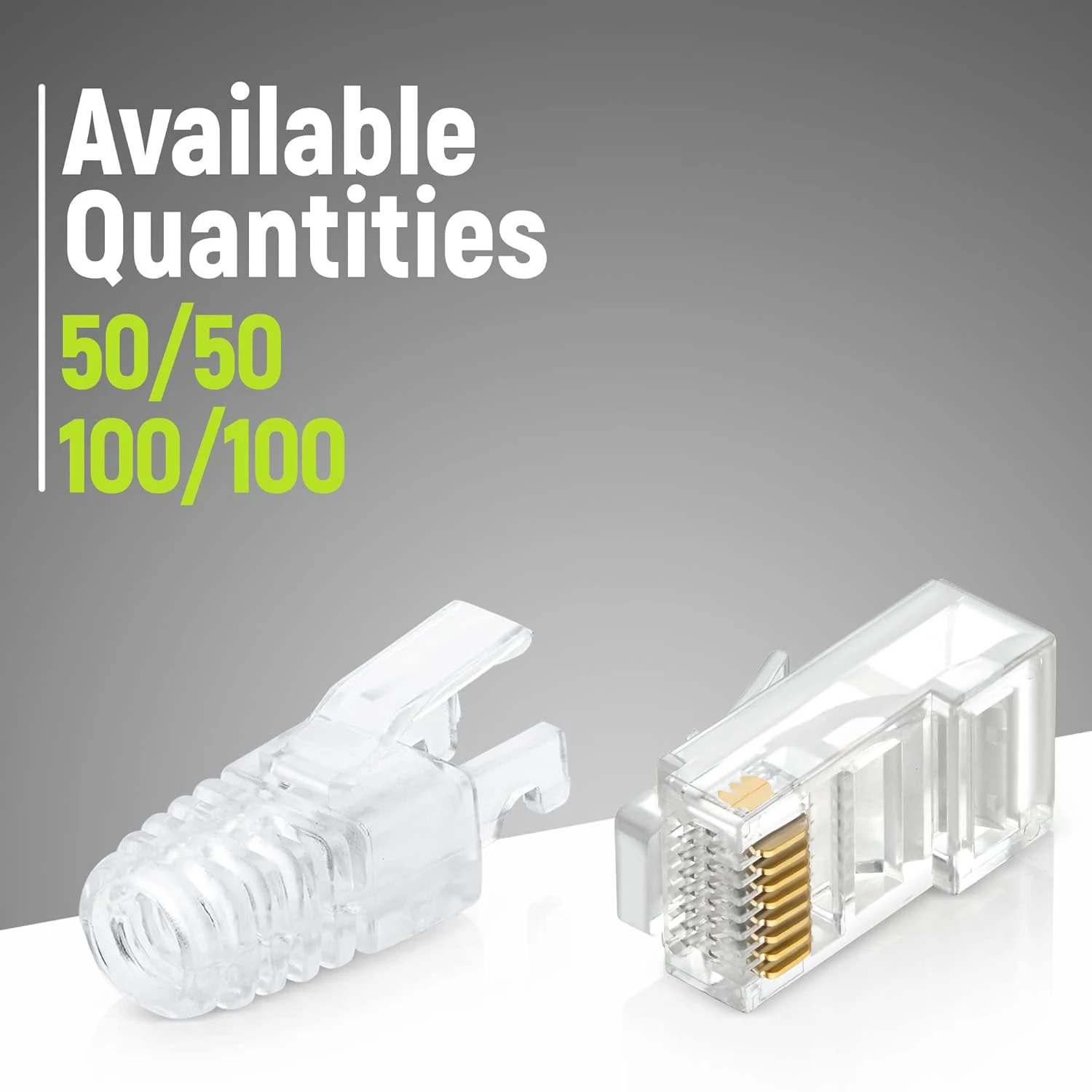 ZoeRax RJ45 Cat6 Pass Through Connectors and Strain Relief Boots, EZ to Crimp Modular Plug for Solid or Stranded Network Cable