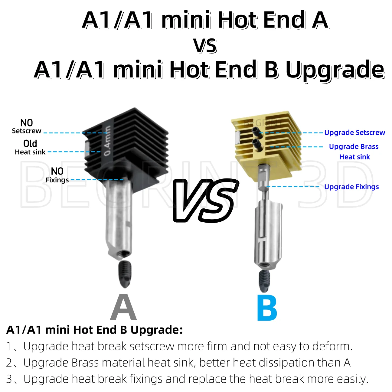 NEW Hotend For Bambu Lab A1 Mini Assembly Hotend Kit 0.2 0.4 0.6 0.8MM Replaceable Nozzle For 3D Printer Bamboo Lab A1/A1 Mini
