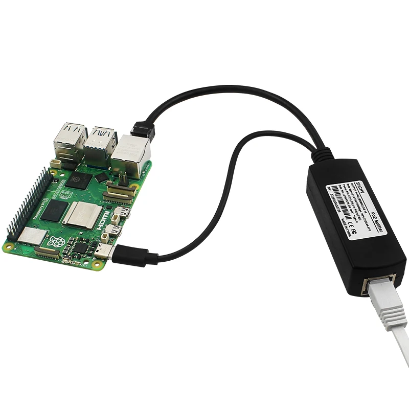 5V 4A Raspberry Pi 5 PoE Splitter 10/100/1000MB Network Gigabit IEEE 802.3 AF/AT Type-C to PoE for Pi 5 Pi5