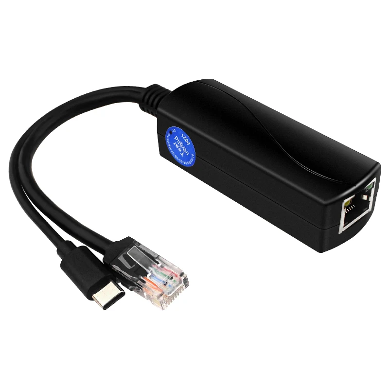 5V 4A Raspberry Pi 5 PoE Splitter 10/100/1000MB Network Gigabit IEEE 802.3 AF/AT Type-C to PoE for Pi 5 Pi5