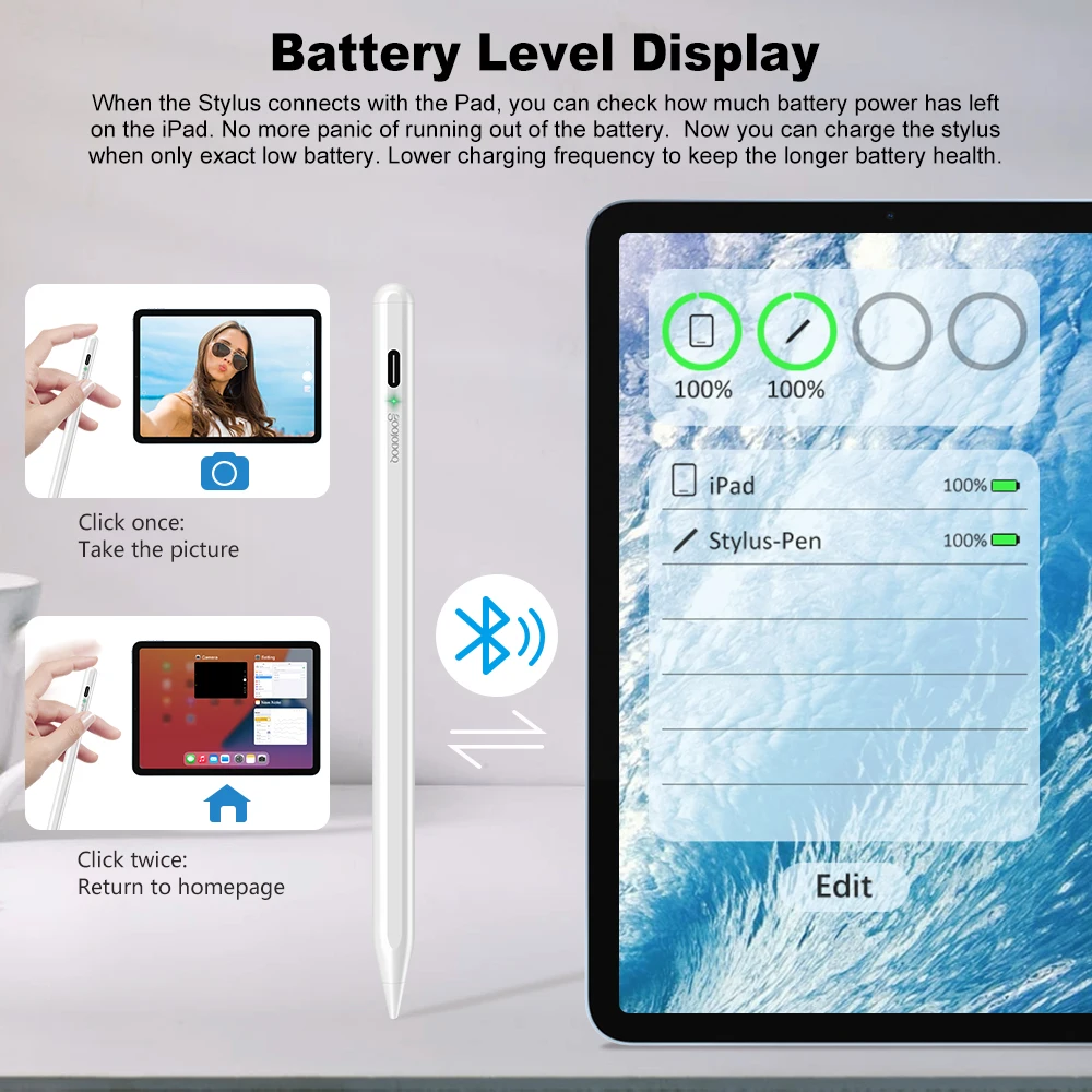For Apple Pencil 2 1 iPad Pencil, GOOJODOQ Bluetooth Stylus Pen for iPad Pen Pro 11 12 9 Air 4 Air 5 2018-2023 for Apple Pencil