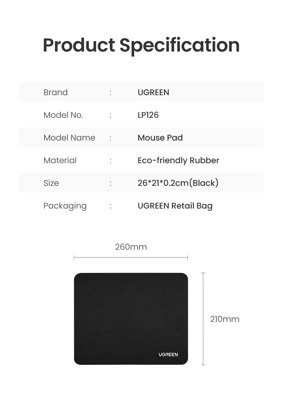 UGREEN Mouse Pad For Mouse Pads Mat 26*21cm Non-Slip Valorant Carpet Laptop Cushion For Office Home Computer PC Desk Mousepad