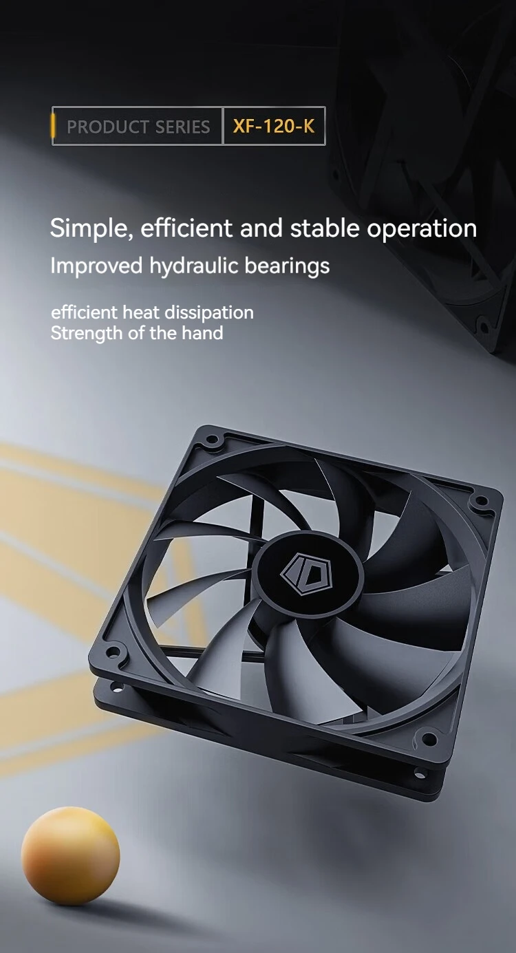 ID-COOLING XF-120-K Simplicity Efficiency PC Gamer Computer Case Fan 12V 4Pin PWM Adjust Speed Serializable Cooling Ventilador