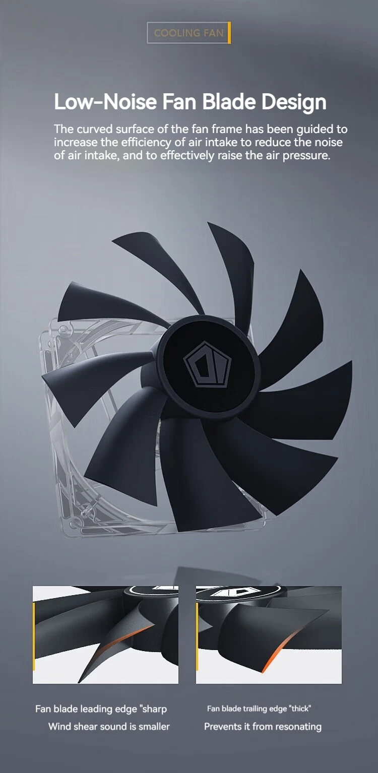 ID-COOLING XF-120-K Simplicity Efficiency PC Gamer Computer Case Fan 12V 4Pin PWM Adjust Speed Serializable Cooling Ventilador