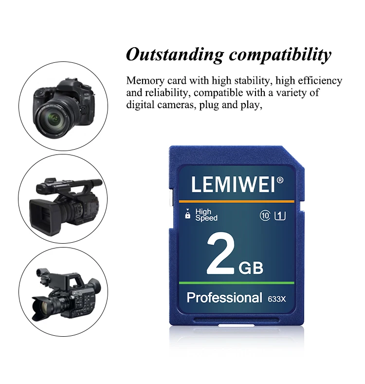 Camera SD Card 256MB 512MB 1GB 2GB High Speed Class 10 U1 Professional 633X SD Card UHS-I LEMIWEI Memory Card For Camera