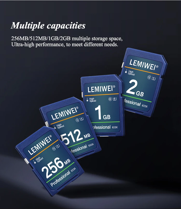 Camera SD Card 256MB 512MB 1GB 2GB High Speed Class 10 U1 Professional 633X SD Card UHS-I LEMIWEI Memory Card For Camera