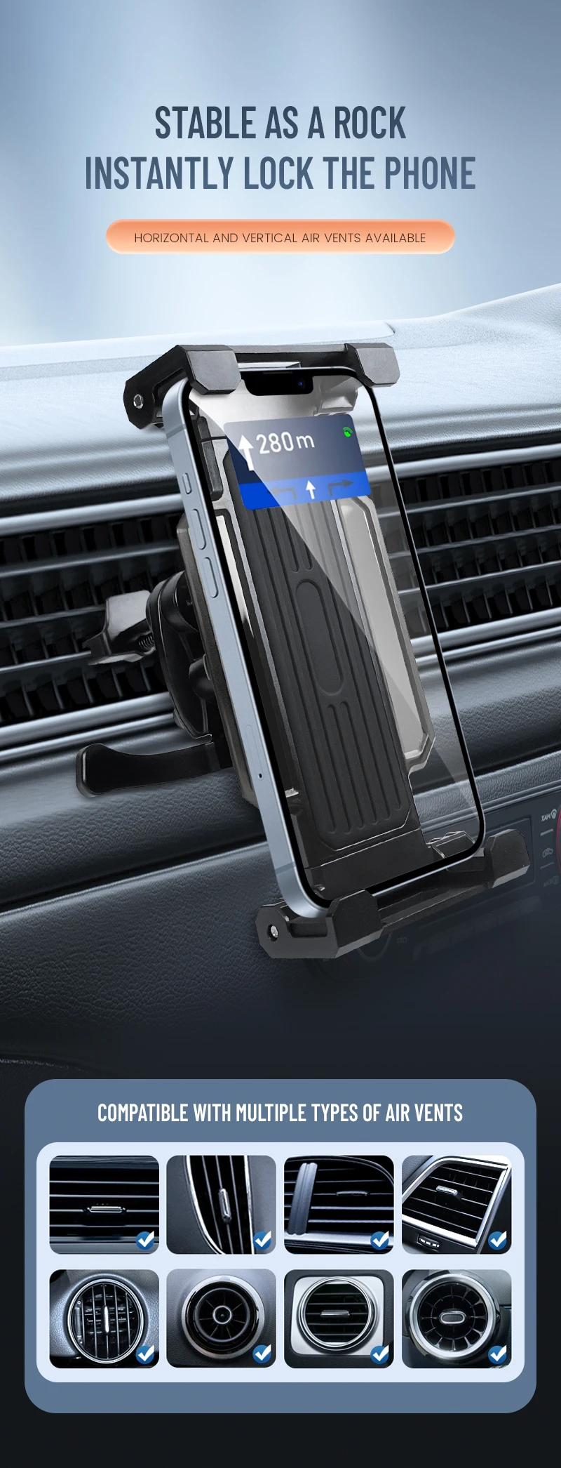 Universal 4-13 Inch Car Air Vent Tablet Stand 360 Rotating Holder Mount For iPhone iPad Pro Air Mini Xiaomi Samsung Tab PC Phone