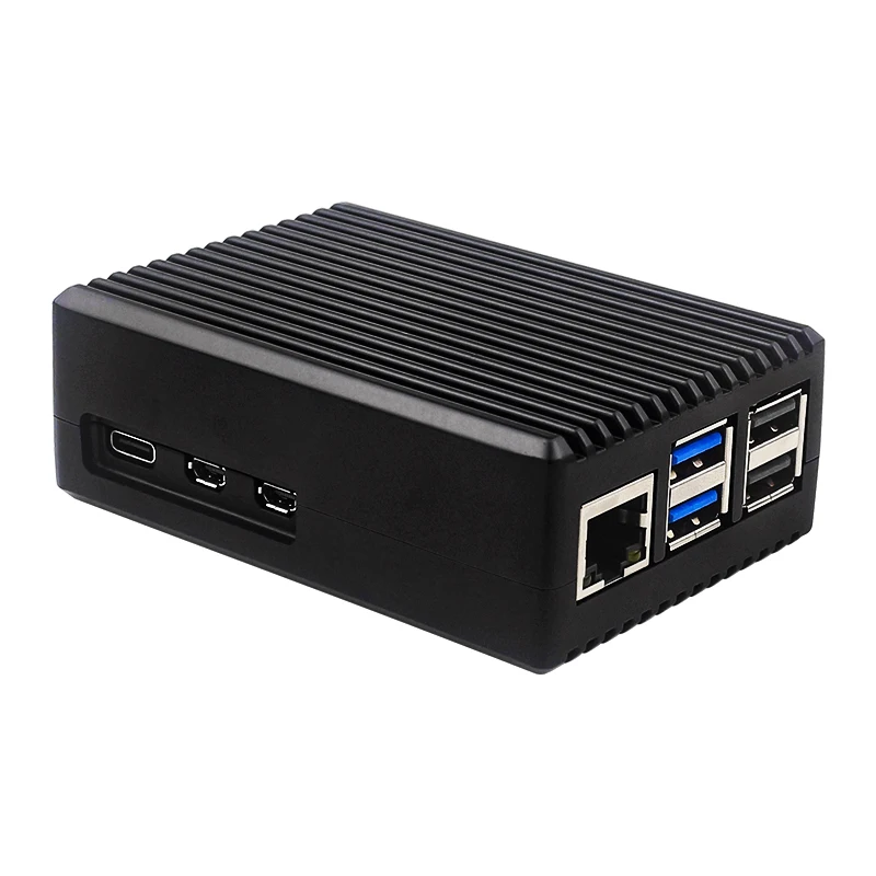 Raspberry Pi 5 Aluminium Alloy Case Metal Shell with Silicone Heatsinks Passive Cooling Enclosure for Raspberry Pi 5