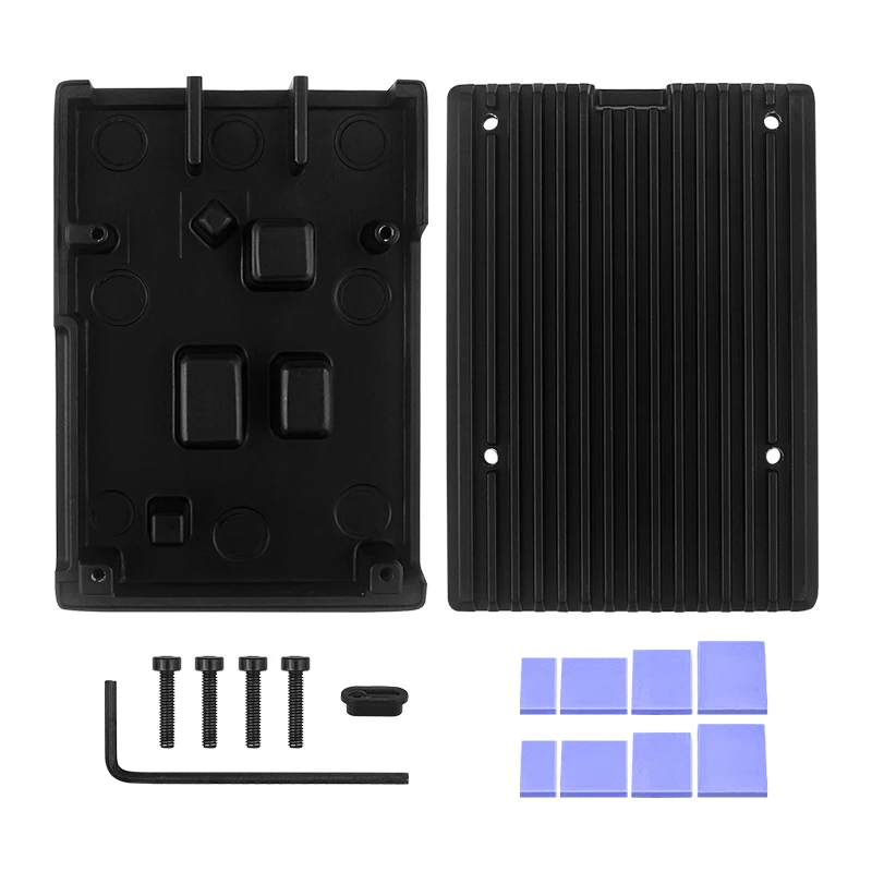 Raspberry Pi 5 Aluminium Alloy Case Metal Shell with Silicone Heatsinks Passive Cooling Enclosure for Raspberry Pi 5