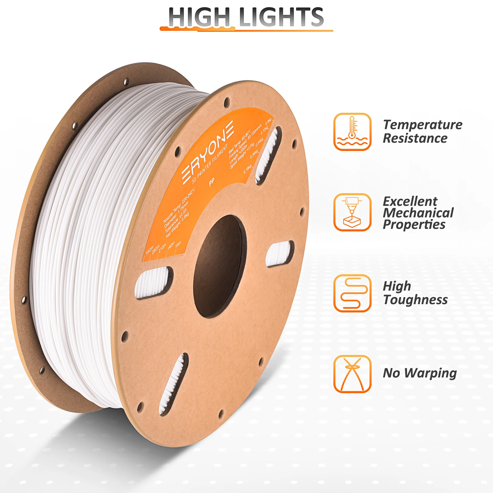 Eryone PP-CF(700g)/PP(900g) Premium Filament 3D FDM Print, Safe Material PP, PP Carbon Fiber/PP Filament