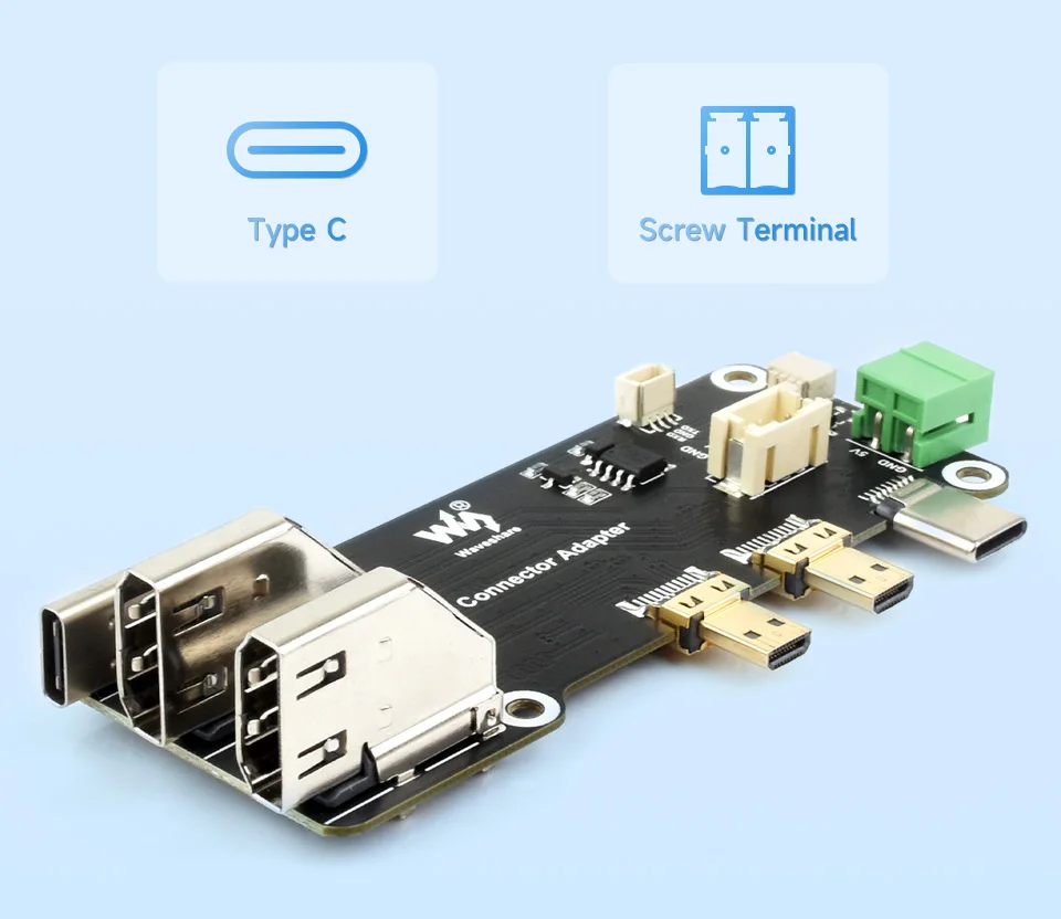 Micro HDMI-compatible to HDMI-c Multifunctional Adapter for Raspberry Pi 5 / 4B  Two Power Supply Methods Dual 4K Output
