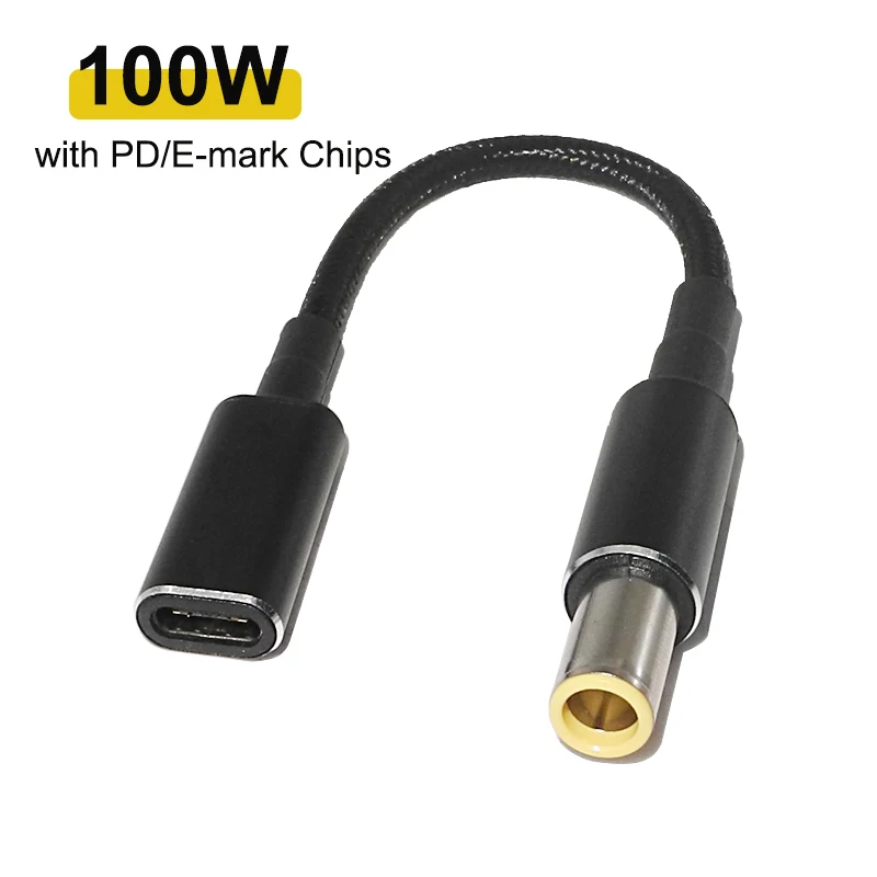 100W USB Type C PD Fast Charging Cable Cord for Lenovo ThinkPad T61 T60 T420 T430 USB-C to 7.9X5.5mm DC Power Adapter Connector