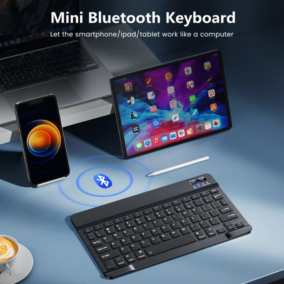 Wireless Keyboard Spanish French Azerty Russian With N And Mouse Mini Bluetooth Gamer For iPad Mac Tablet PC Phone Cell Laptop