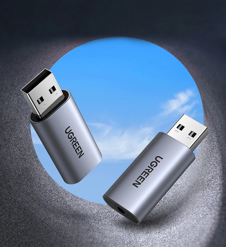 UGREEN Sound Card USB to 3.5mm Audio Interface Adapter for Earphone Mic for PC Laptop PS5/4 TRRS(CTIA/OMTP) Aluminum Metal Shell