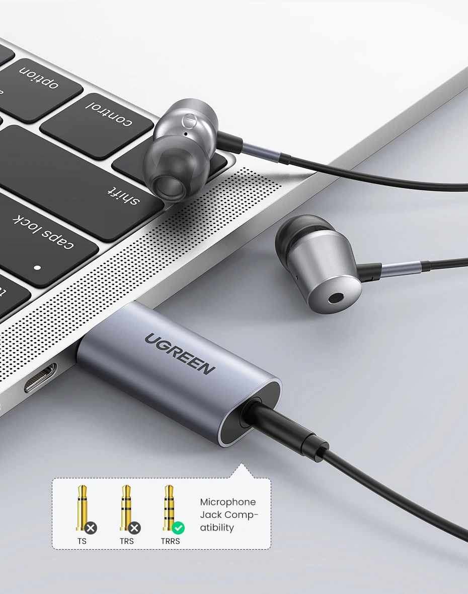 UGREEN Sound Card USB to 3.5mm Audio Interface Adapter for Earphone Mic for PC Laptop PS5/4 TRRS(CTIA/OMTP) Aluminum Metal Shell