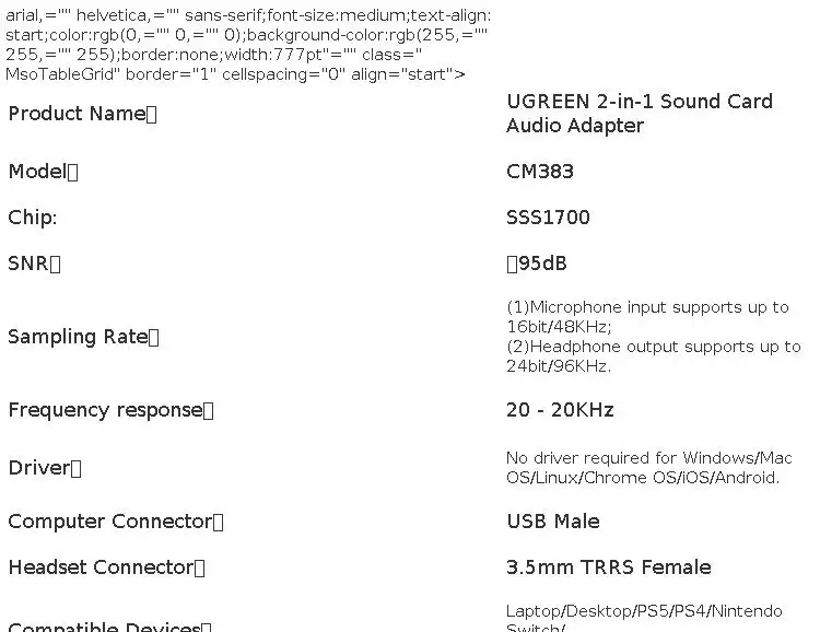 UGREEN Sound Card USB to 3.5mm Audio Interface Adapter for Earphone Mic for PC Laptop PS5/4 TRRS(CTIA/OMTP) Aluminum Metal Shell