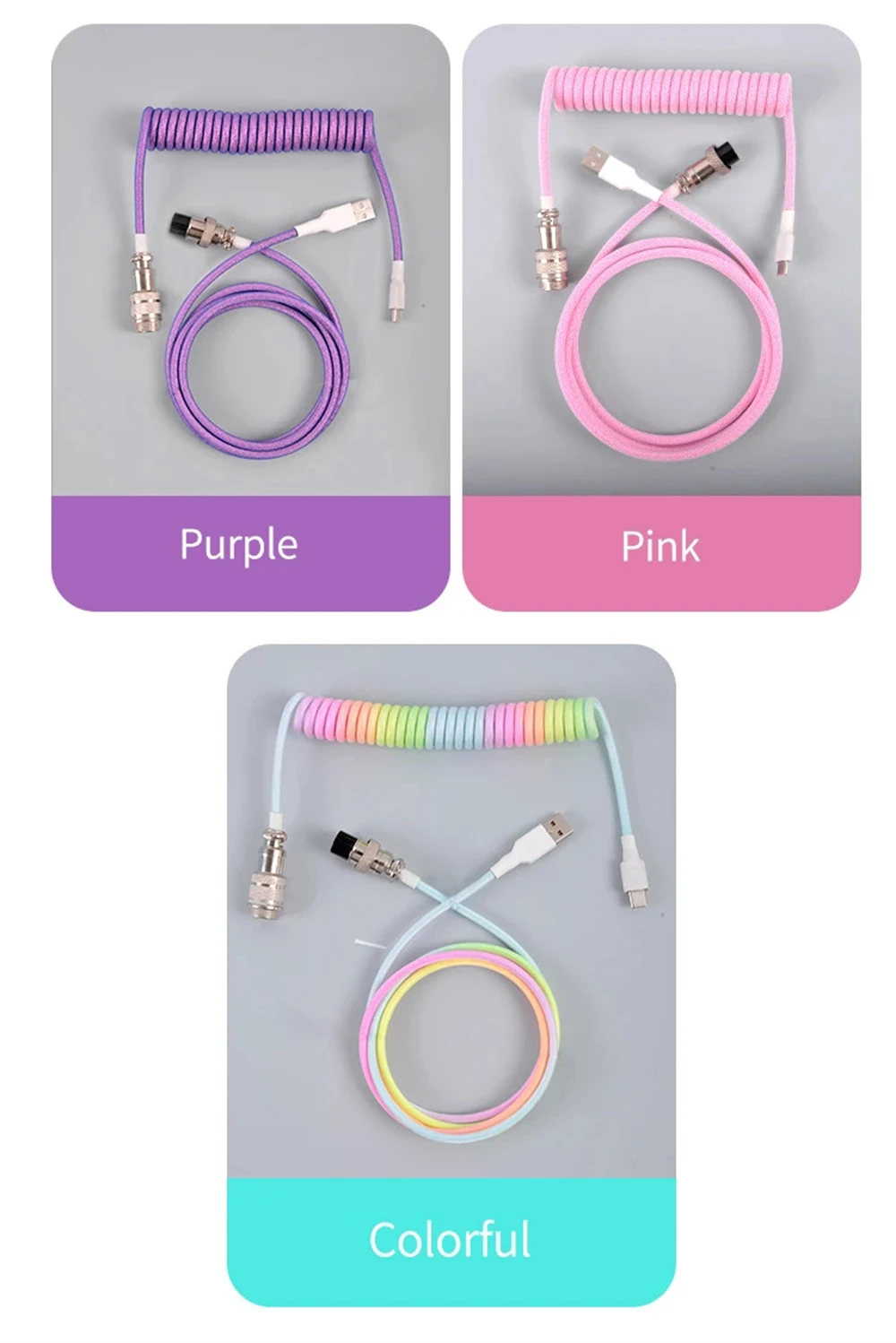 NNBILI New Custom Type C Mechanical Keyboard Coiled Cable USB Mechanical Keyboard Spring Wire Desktop Computer Aviation Connecto