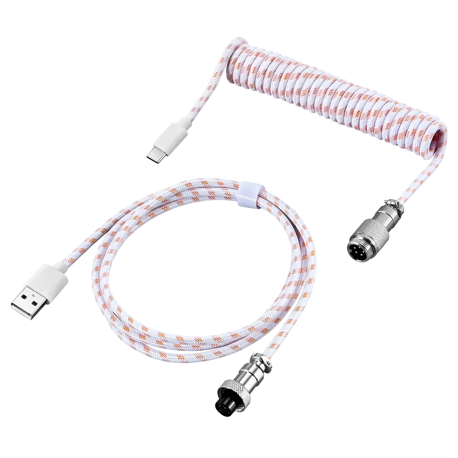 NNBILI New Custom Type C Mechanical Keyboard Coiled Cable USB Mechanical Keyboard Spring Wire Desktop Computer Aviation Connecto