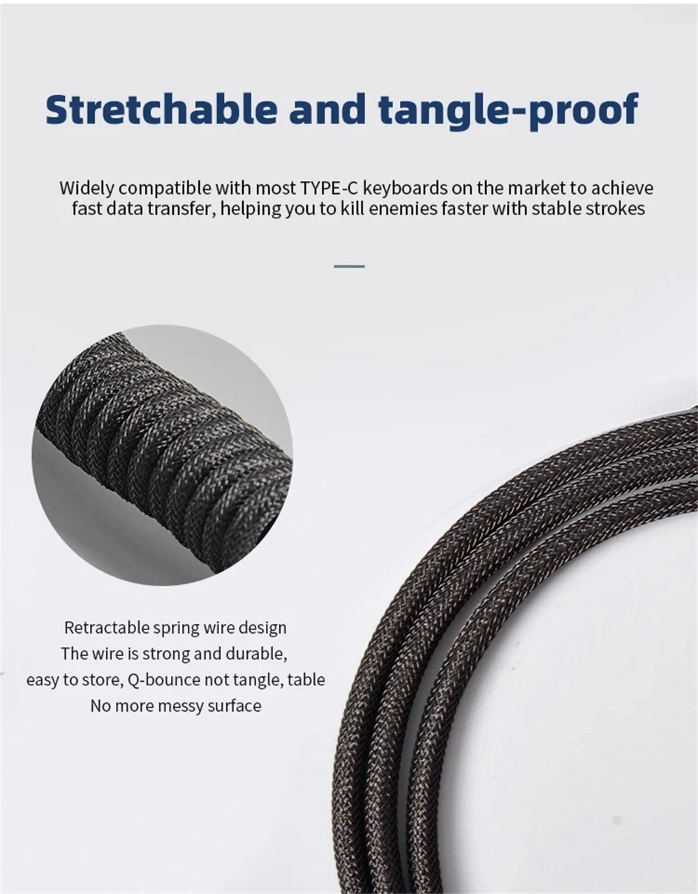 NNBILI New Custom Type C Mechanical Keyboard Coiled Cable USB Mechanical Keyboard Spring Wire Desktop Computer Aviation Connecto