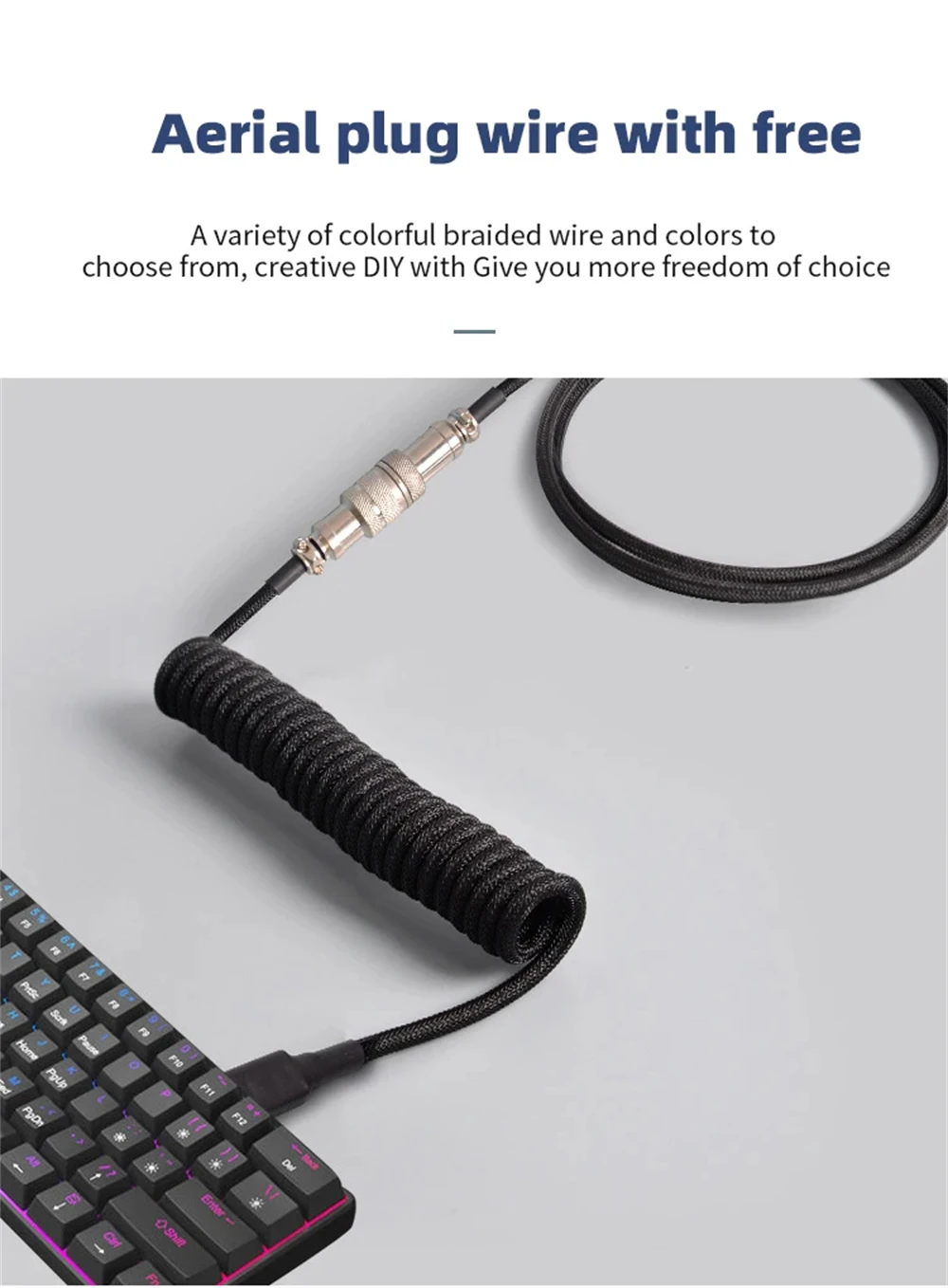 NNBILI New Custom Type C Mechanical Keyboard Coiled Cable USB Mechanical Keyboard Spring Wire Desktop Computer Aviation Connecto
