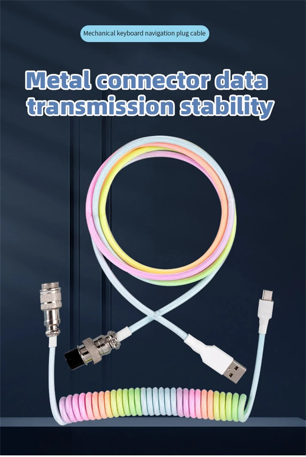 NNBILI New Custom Type C Mechanical Keyboard Coiled Cable USB Mechanical Keyboard Spring Wire Desktop Computer Aviation Connecto