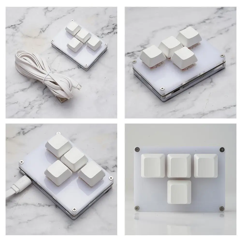 4 Keys Mini Keyboard Direction Arrows Keypad Up Down Left Right DIY Custom Programming Shortcuts USB Mechanical Keypad White