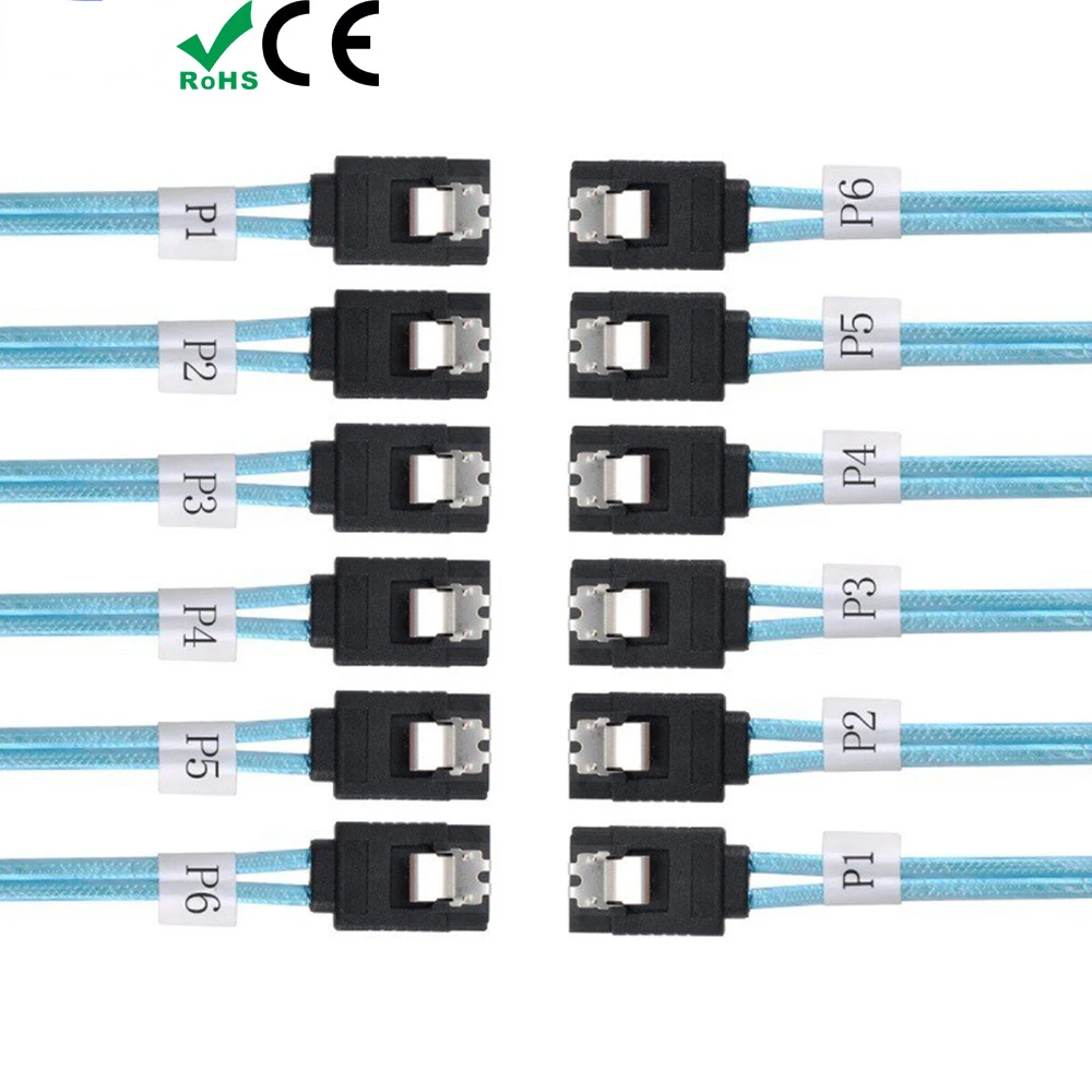 1M/0.5M Sata SAS Cable High Speed 6Gbps 6/8 Ports/Set 7 Pin Sata To Sata High Quality for PC Server HDD Mining