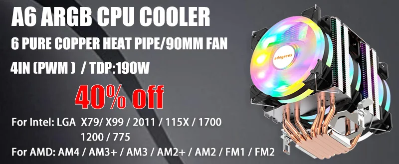 4 Heat Pipes CPU Cooler 3PIN/4Pin 120MM PC Accessories Fan For Intel LGA 1366 1150 1151 1155 1200 1700 2011 X79 X99 AM3 AM4 AM5