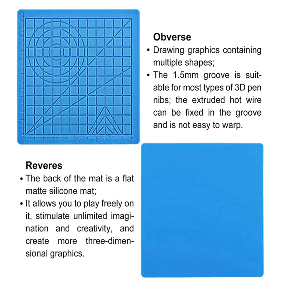 3D Printing Pen Silicone Mat DIY With 2 Finger Protectors Template Drawing Tool Silicone Pad Drawing Tools for Kids Adults