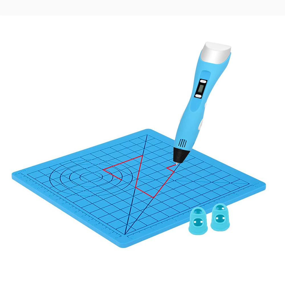 3D Printing Pen Silicone Mat DIY With 2 Finger Protectors Template Drawing Tool Silicone Pad Drawing Tools for Kids Adults