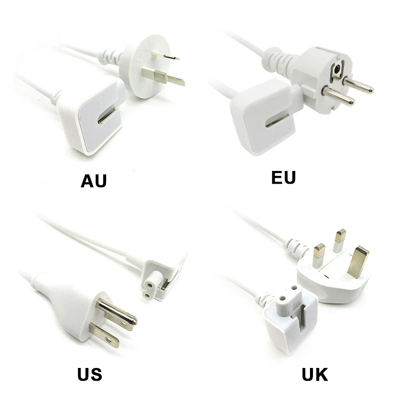 1.8m AC Power Adapter EU / US /AU /UK Plug Extension Cable Cord For Apple MacBook Pro Air iPad AC Wall Charger Adapter