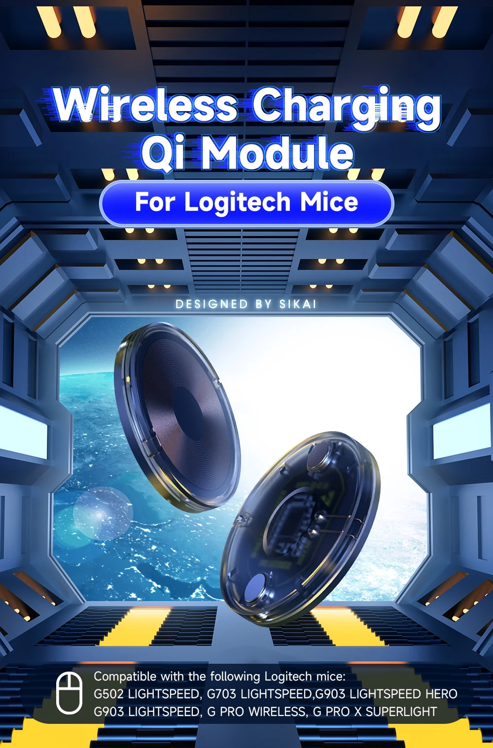Gaming Mouse Wireless Charger Qi Module For Logitech Pro 2 Lightspeed G502 X Plus G703 G903 G Pro X Superlight 2 DEX G403 Shell
