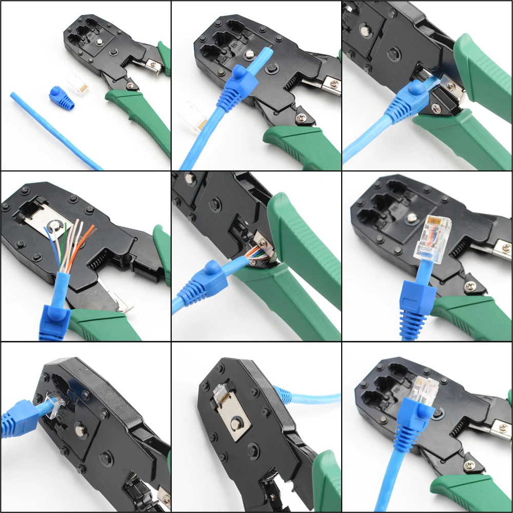 RJ45 Crimper Lan Tester Tool Set Ethernet Cable Stripper Punch Down Tool RJ45 RJ11 Connectors 12 in 1 Cabling Repair Set