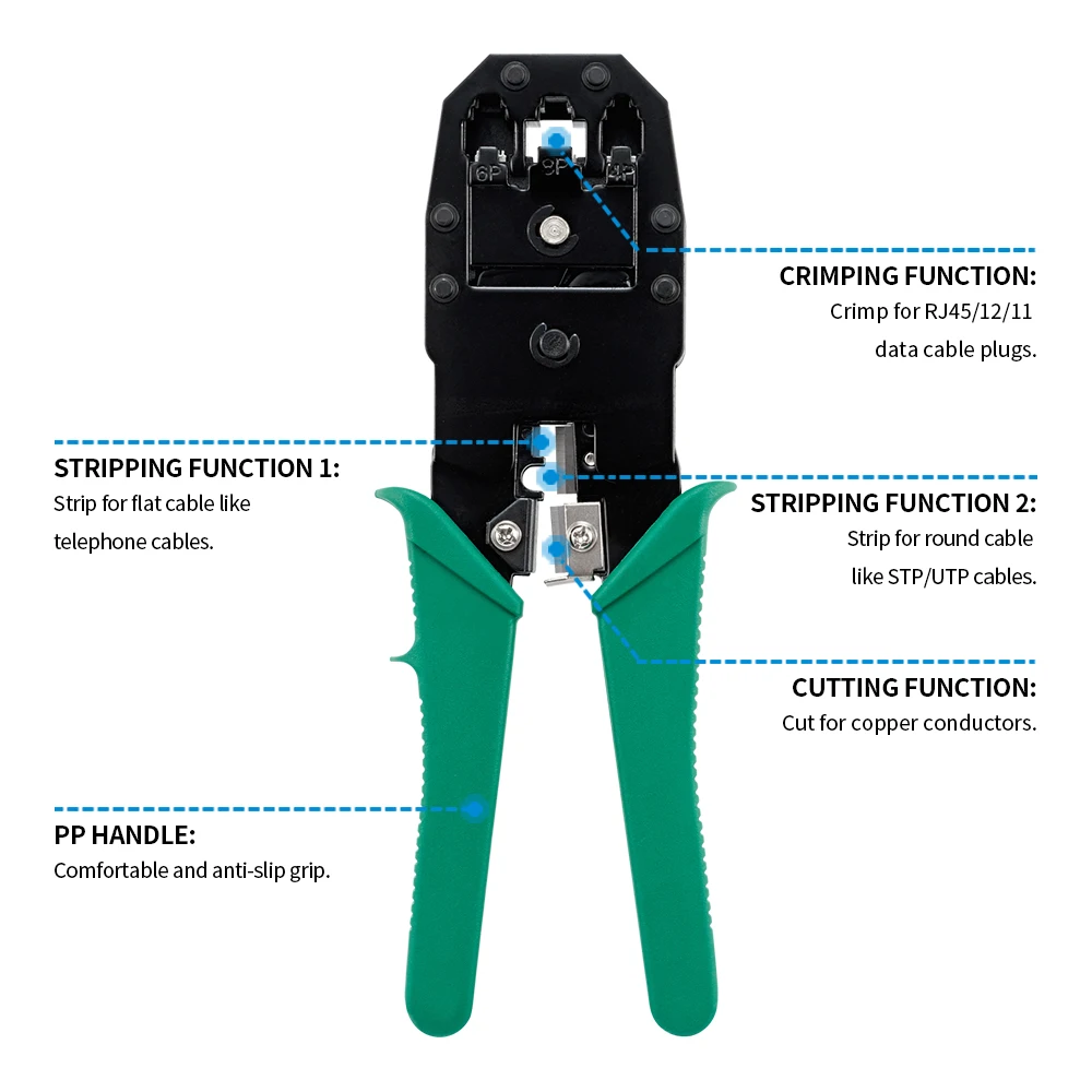 RJ45 Crimper Lan Tester Tool Set Ethernet Cable Stripper Punch Down Tool RJ45 RJ11 Connectors 12 in 1 Cabling Repair Set
