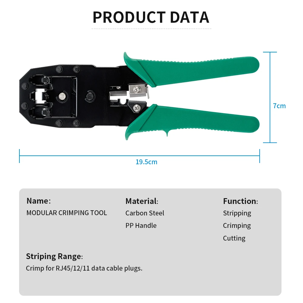 RJ45 Crimper Lan Tester Tool Set Ethernet Cable Stripper Punch Down Tool RJ45 RJ11 Connectors 12 in 1 Cabling Repair Set