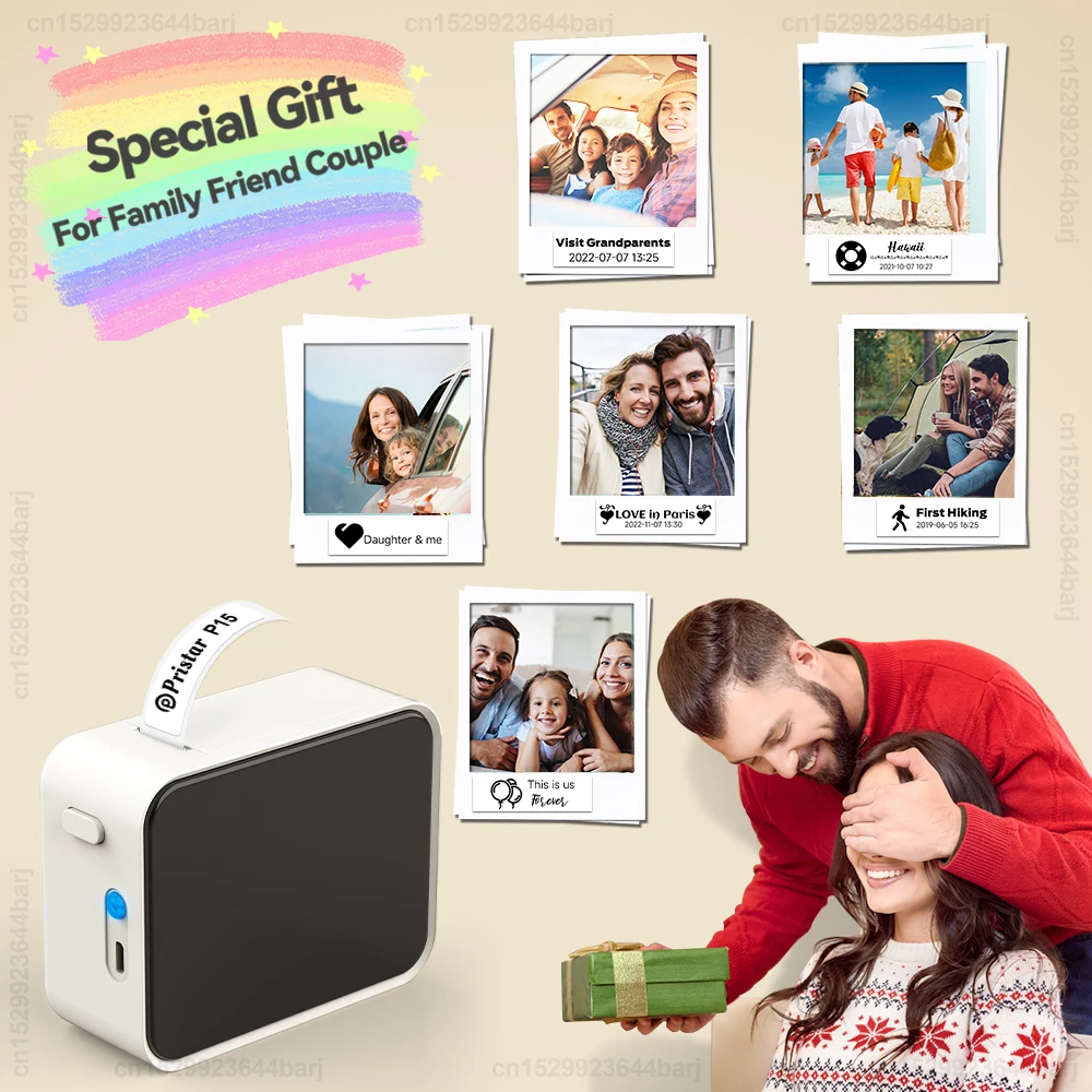 P15 Wireless Bluetooth Thermal Label Printer Mini Portable Adhesive Label Maker Fast Printing Similar as Marklife P15 P12 L12