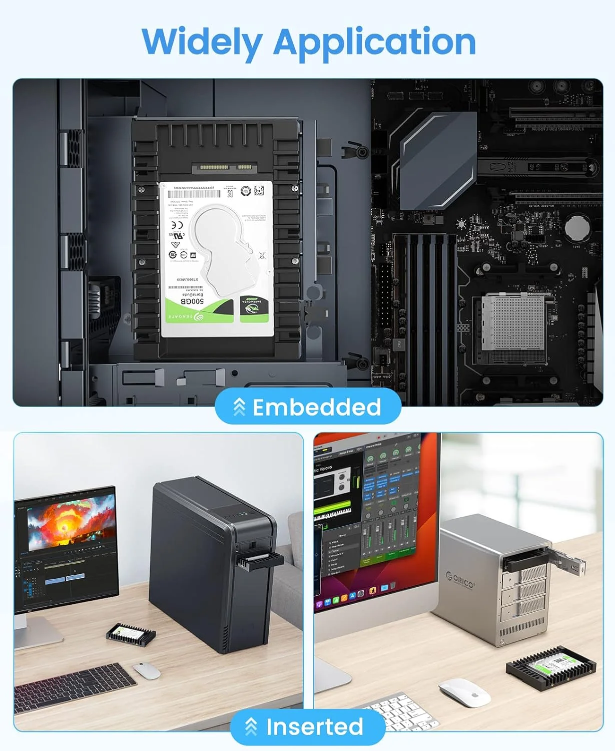 ORICO Hard Drive Caddy Support SATA 3.0 Support HDD and SSD 2.5 In 7mm 9.5mm 12.5mm Computer Accessories