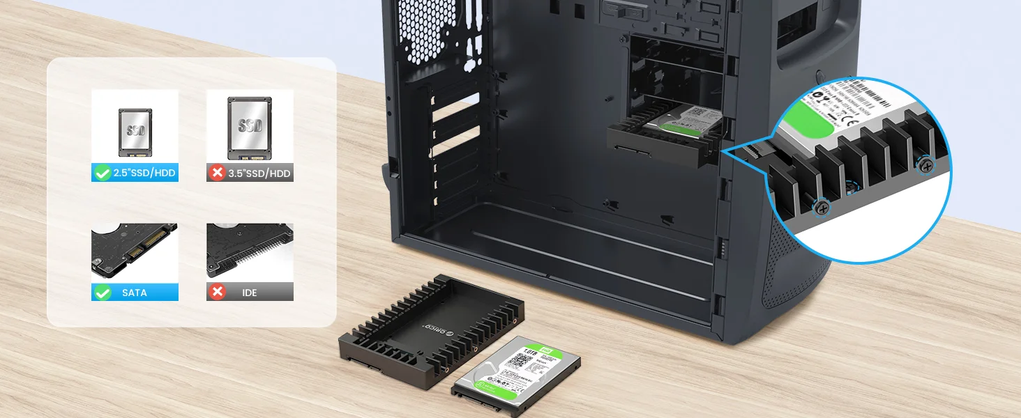 ORICO Hard Drive Caddy Support SATA 3.0 Support HDD and SSD 2.5 In 7mm 9.5mm 12.5mm Computer Accessories