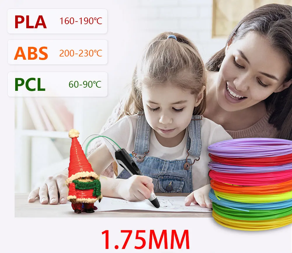 3D Print Plastic, 3-D Pens Filament Materials, 3D Printing Filament, Diameter 1.75mm PLA Line, 20 Non Repeating Colors, Random C