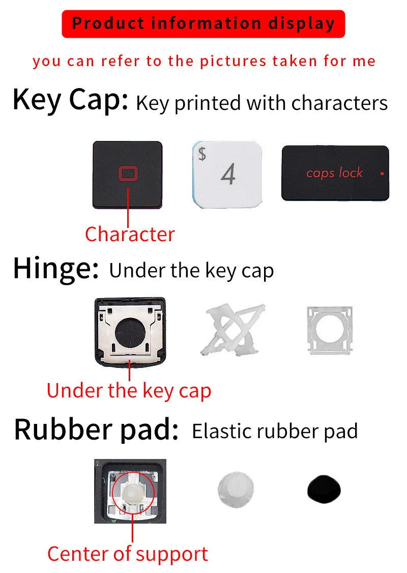 Original Replacement Keycap Key Cap Scissor Clip Hinge Air Cushion Rubber Pad Button For Notebook Laptop Keyboard Accessories