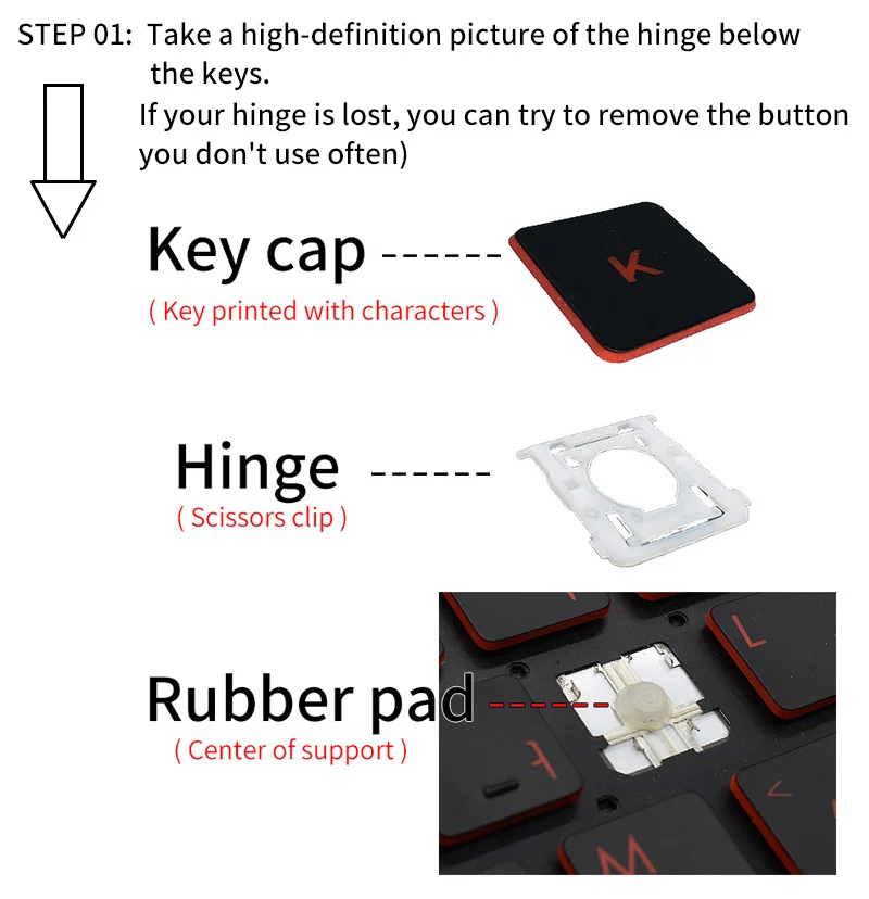 Original Replacement Keycap Key Cap Scissor Clip Hinge Air Cushion Rubber Pad Button For Notebook Laptop Keyboard Accessories