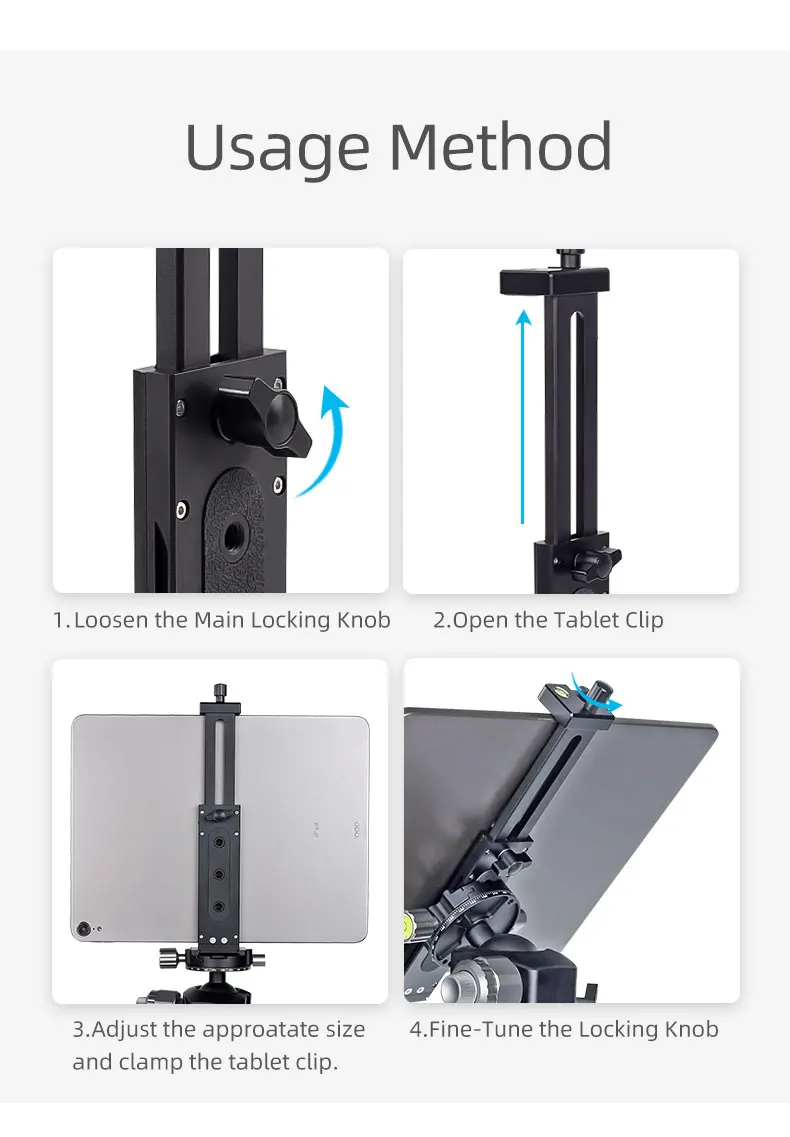 Universal Aluminum Alloy Tablet Phone Stand Holder Clip Tripod Adjustable Bracket for Mobile Phones Ipro Tablets Tablet Holder