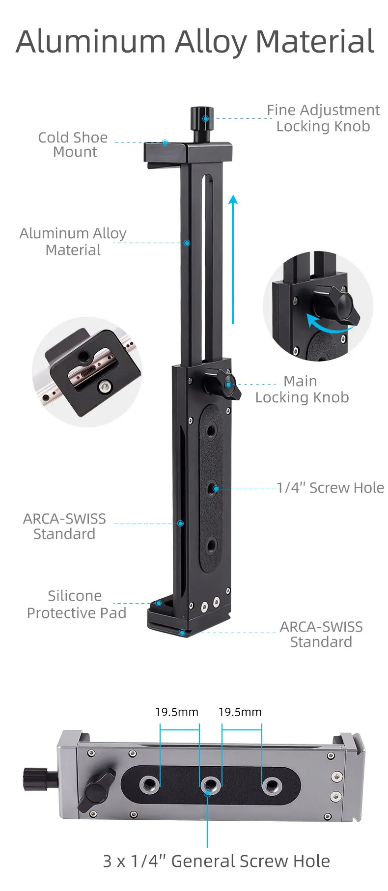 Universal Aluminum Alloy Tablet Phone Stand Holder Clip Tripod Adjustable Bracket for Mobile Phones Ipro Tablets Tablet Holder