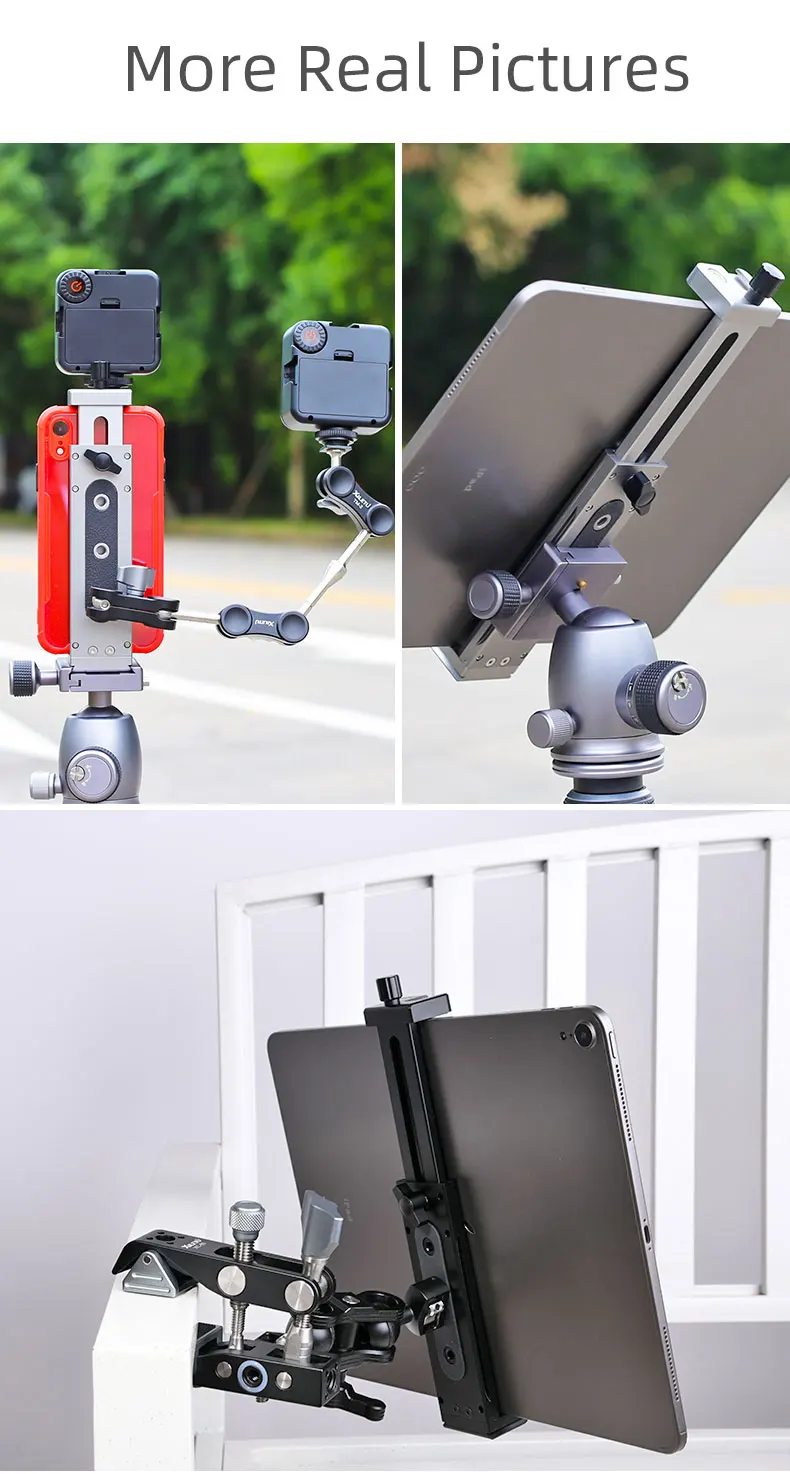 Universal Aluminum Alloy Tablet Phone Stand Holder Clip Tripod Adjustable Bracket for Mobile Phones Ipro Tablets Tablet Holder