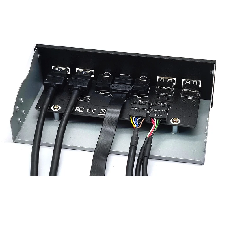 USB 3.0 Front Panel for PC USB 3.1 Type C + 2x USB3.0 + 2x USB2.0 Hub + HD Audio 3.5mm + Earphone MIC for 5.25" CD-ROM Drive Bay