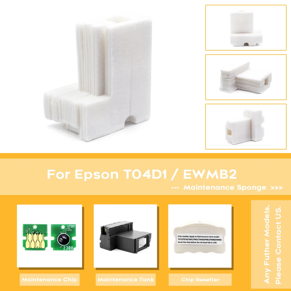 10Sets T04D1 T04D100 Maintenance Ink Box Sponge For Epson L6160 L6171 L6170 L6190 XP-5100 WF-2860 ET-2700 4750 3700 3750 Printer