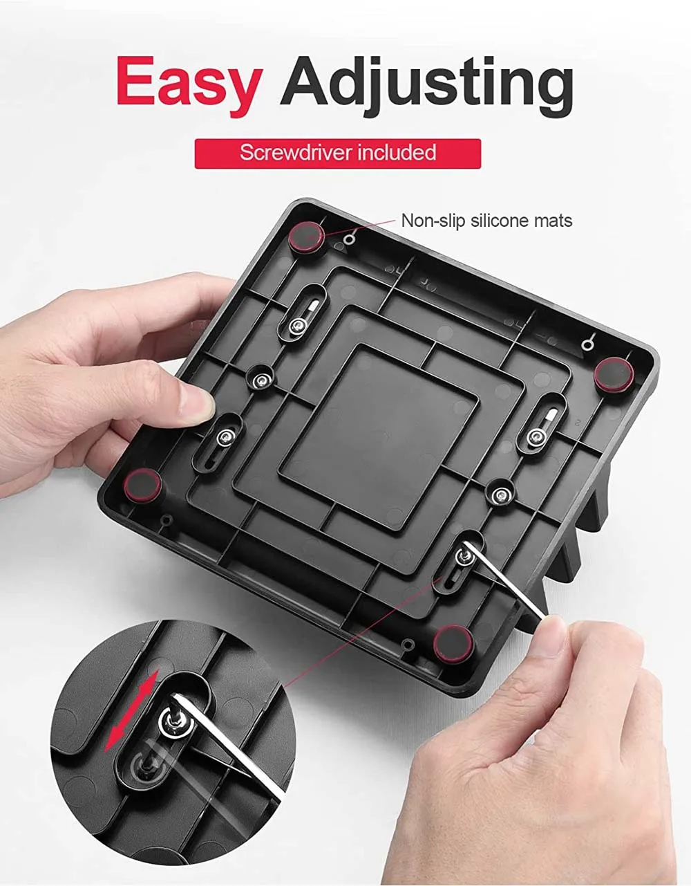 Dual-Slot Adjustable Vertical Laptop Stand ABS Plastic 4in1 Design Space-Saving for MacBook Chromebook Surface HP Dell Book iPad