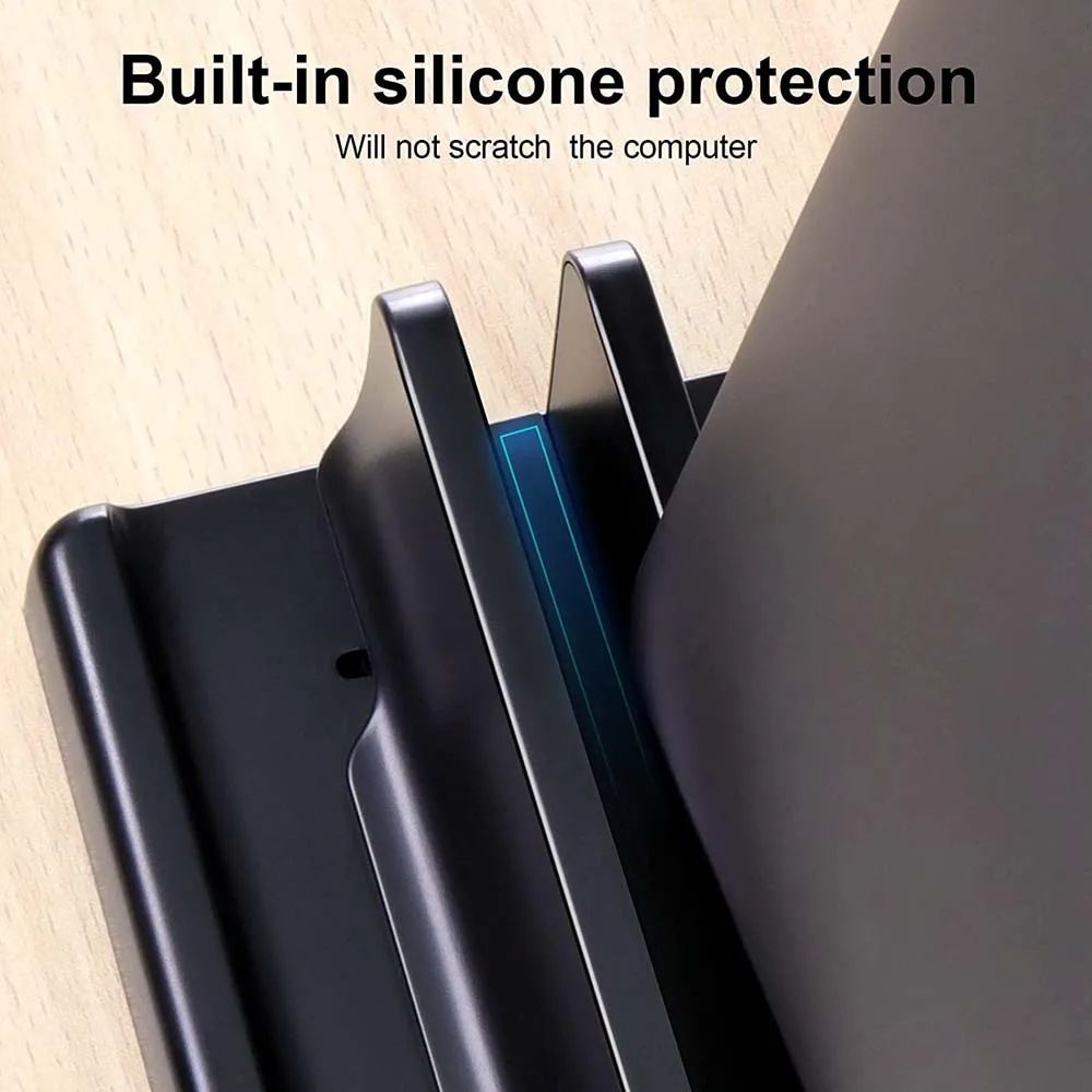Dual-Slot Adjustable Vertical Laptop Stand ABS Plastic 4in1 Design Space-Saving for MacBook Chromebook Surface HP Dell Book iPad