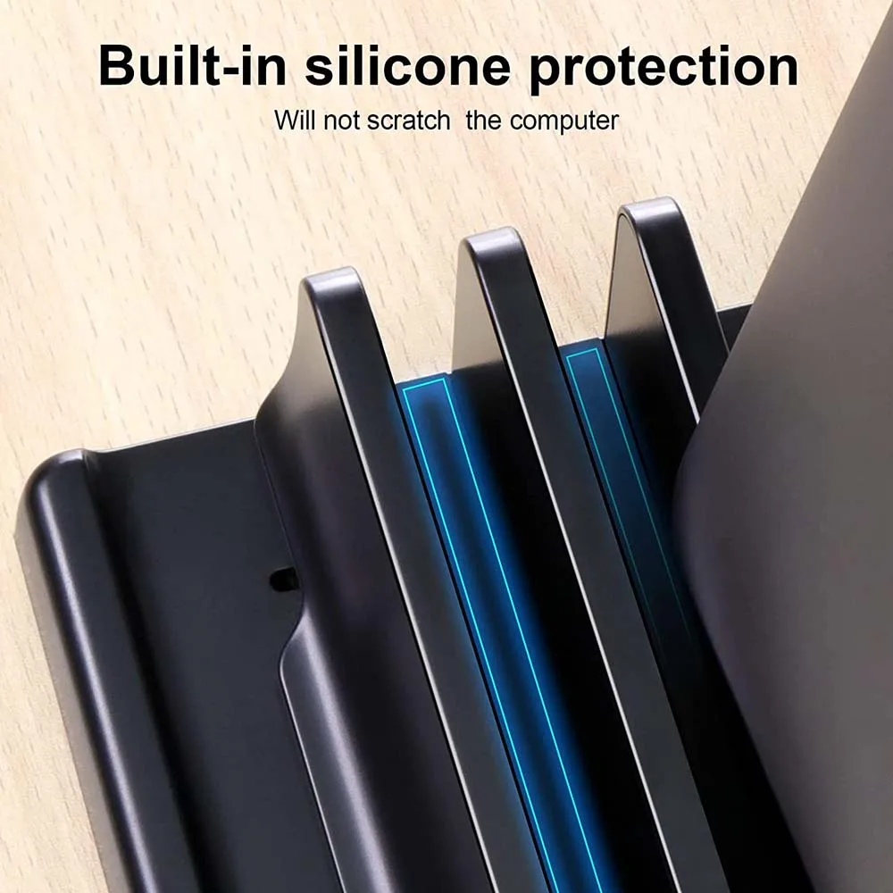 Dual-Slot Adjustable Vertical Laptop Stand ABS Plastic 4in1 Design Space-Saving for MacBook Chromebook Surface HP Dell Book iPad